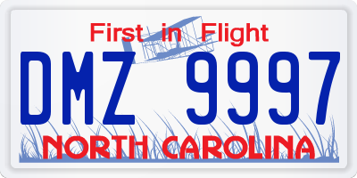 NC license plate DMZ9997