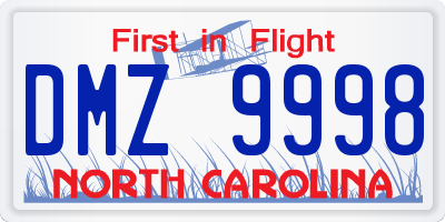 NC license plate DMZ9998
