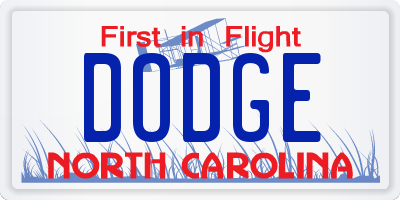 NC license plate DODGE