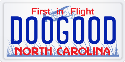 NC license plate DOOGOOD