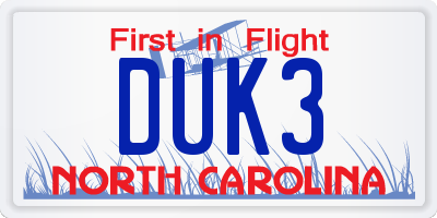 NC license plate DUK3