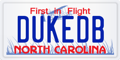 NC license plate DUKEDB