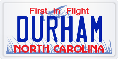 NC license plate DURHAM