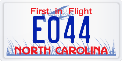 NC license plate E044