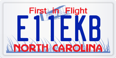 NC license plate E11EKB