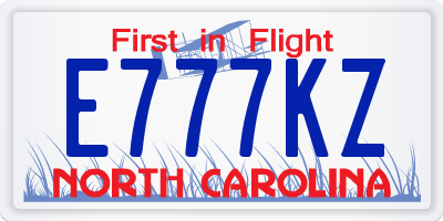 NC license plate E777KZ