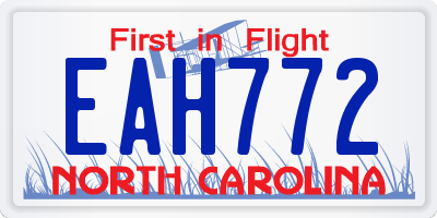 NC license plate EAH772