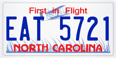 NC license plate EAT5721