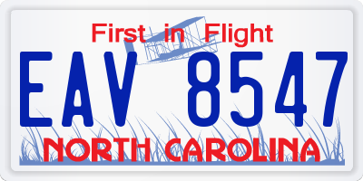 NC license plate EAV8547