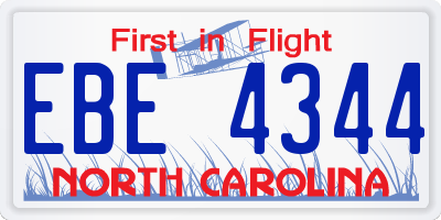 NC license plate EBE4344