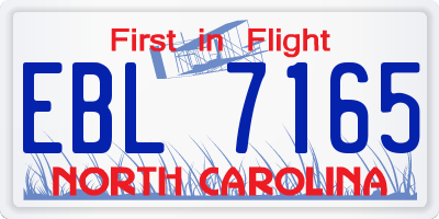 NC license plate EBL7165