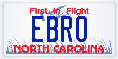 NC license plate EBRO