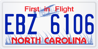 NC license plate EBZ6106