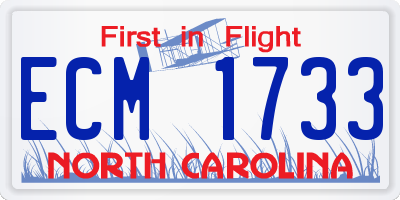 NC license plate ECM1733