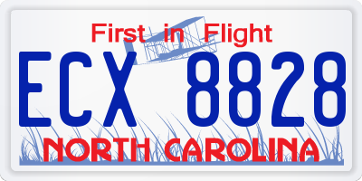 NC license plate ECX8828