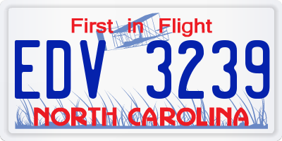 NC license plate EDV3239