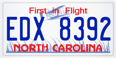 NC license plate EDX8392