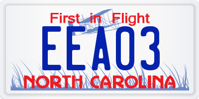 NC license plate EEA03