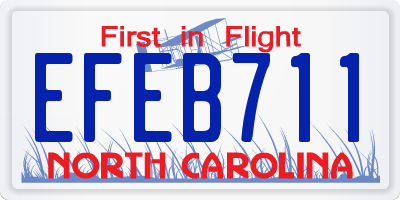 NC license plate EFEB711