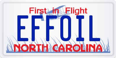 NC license plate EFFOIL