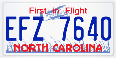 NC license plate EFZ7640