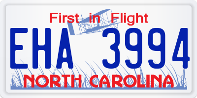 NC license plate EHA3994