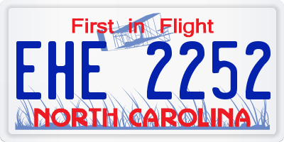 NC license plate EHE2252