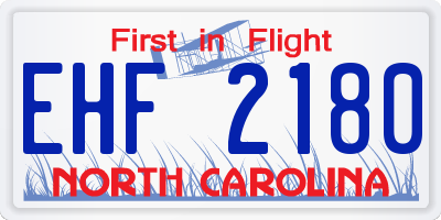 NC license plate EHF2180