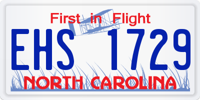 NC license plate EHS1729