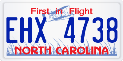 NC license plate EHX4738