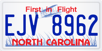 NC license plate EJV8962