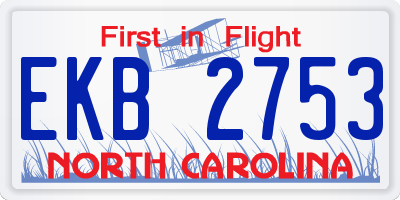 NC license plate EKB2753