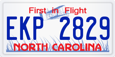 NC license plate EKP2829