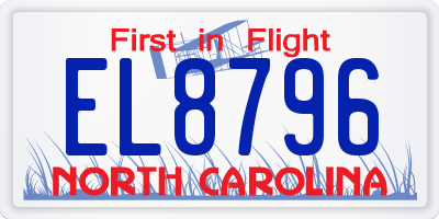 NC license plate EL8796