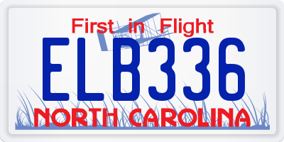 NC license plate ELB336