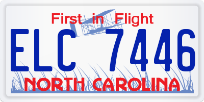 NC license plate ELC7446