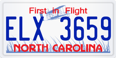 NC license plate ELX3659