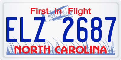 NC license plate ELZ2687