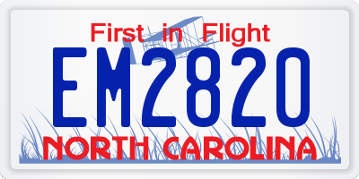 NC license plate EM2820