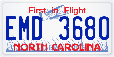 NC license plate EMD3680