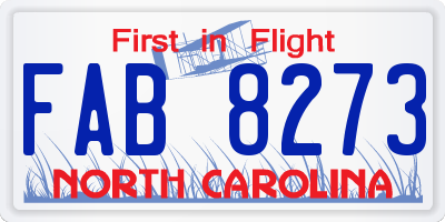 NC license plate FAB8273