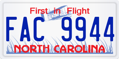 NC license plate FAC9944