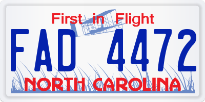 NC license plate FAD4472