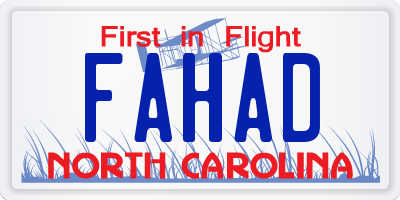 NC license plate FAHAD