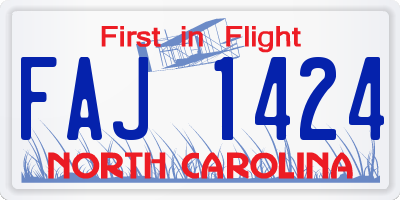 NC license plate FAJ1424