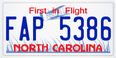 NC license plate FAP5386