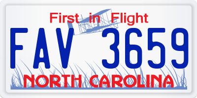 NC license plate FAV3659