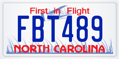 NC license plate FBT489