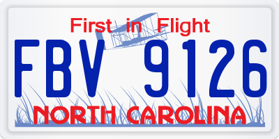 NC license plate FBV9126