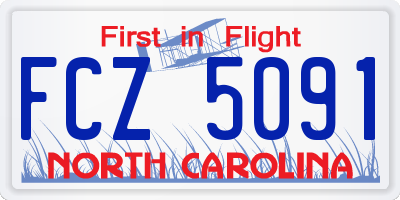 NC license plate FCZ5091